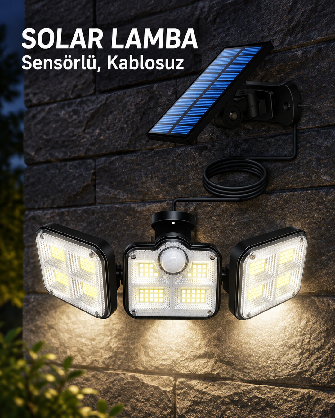 Solar sensörlü bahçe lambası kare 4