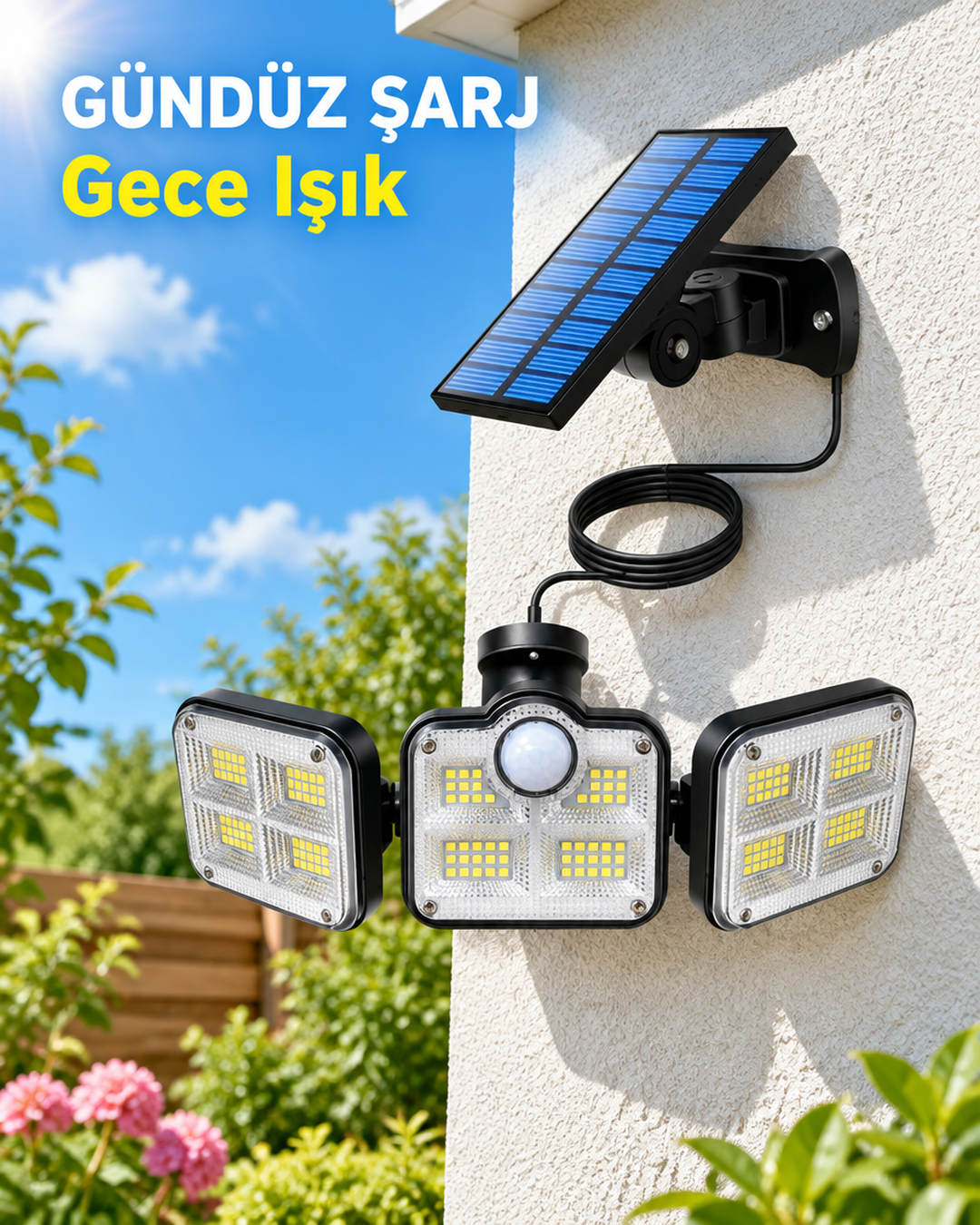 Solar sensörlü bahçe lambası kare 2