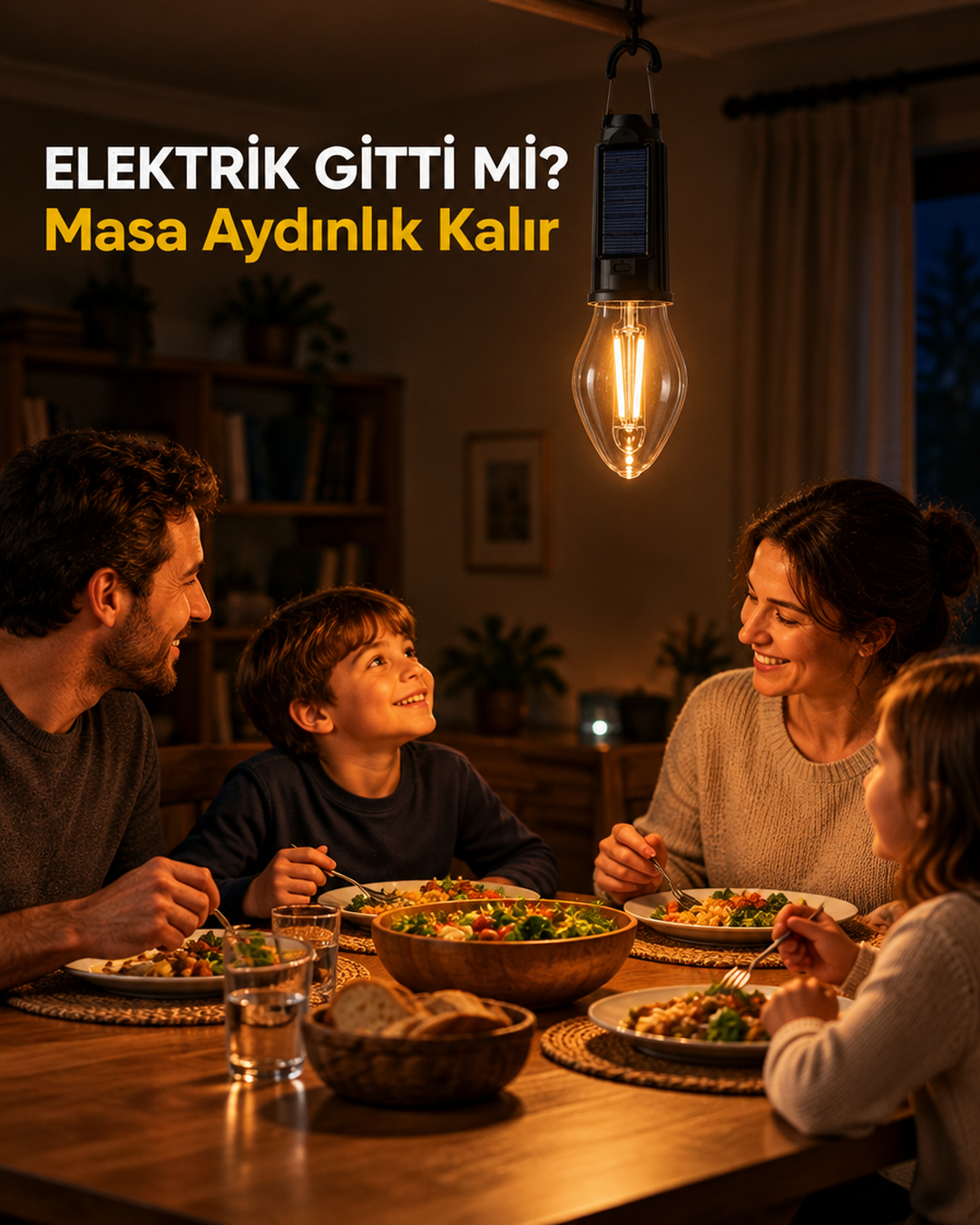Şarjlı askılı kamp ampulü kare 3