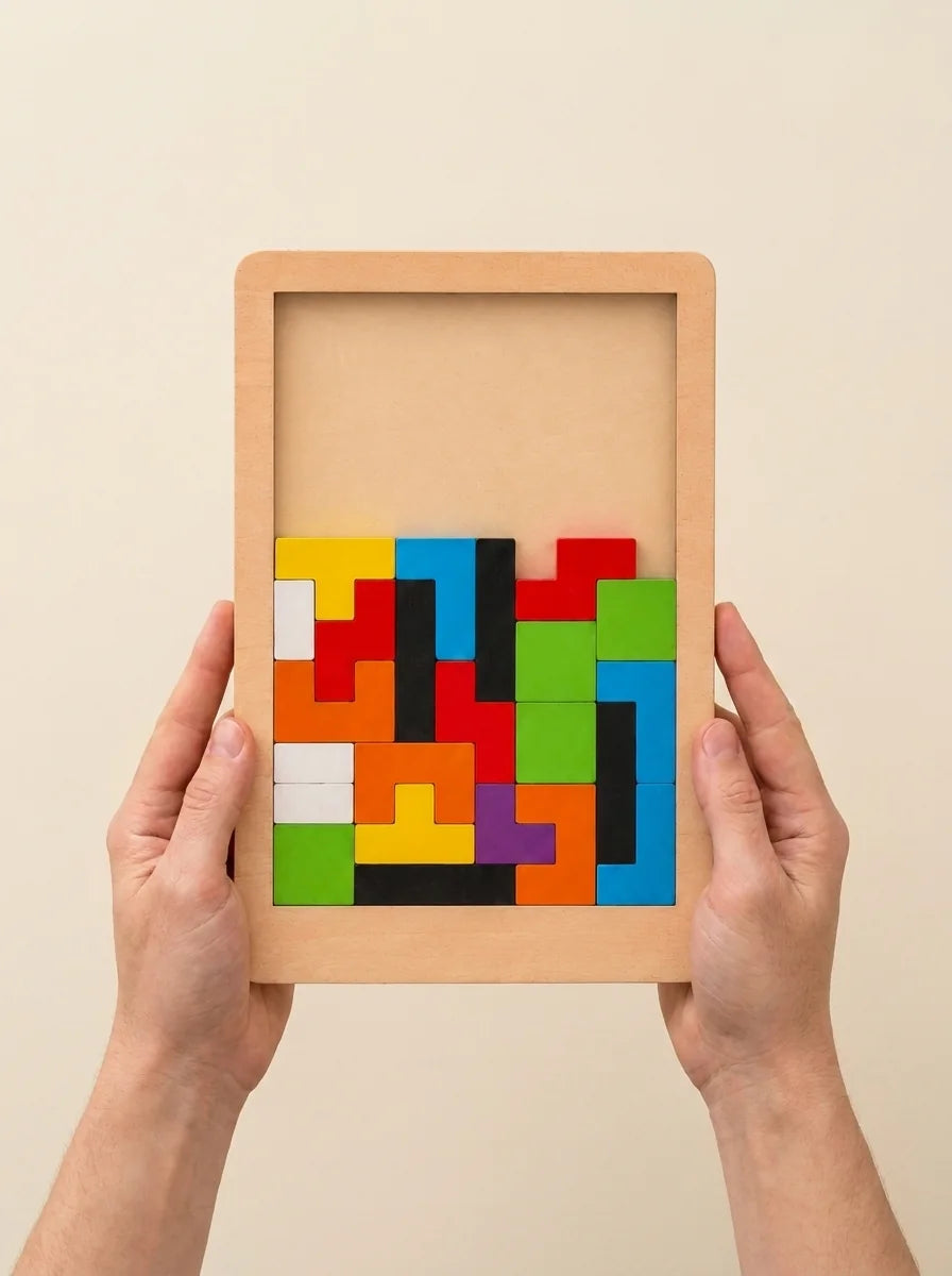 Ahşap tetris blok puzzle, 42 parça