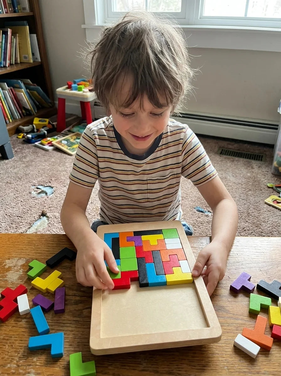 Ahşap tetris blok puzzle, 42 parça