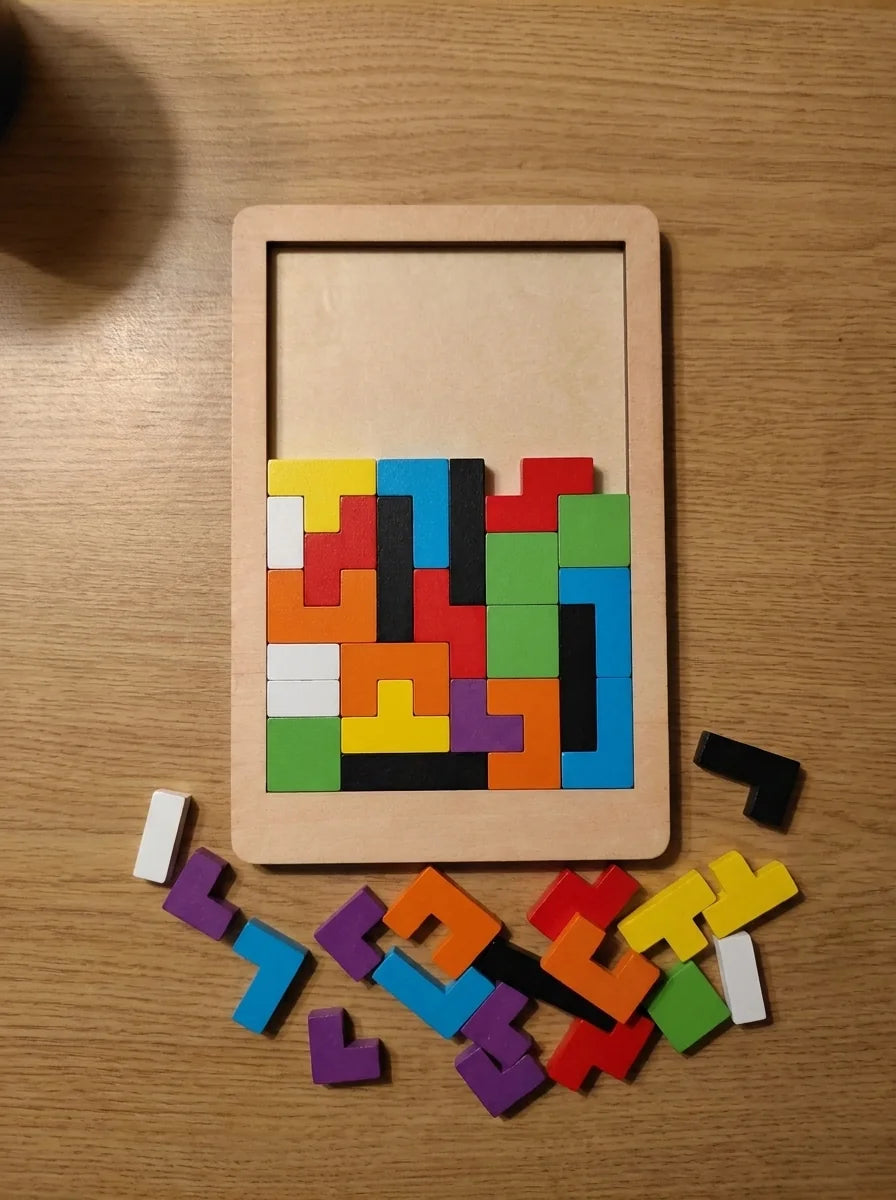 Ahşap tetris blok puzzle, 42 parça