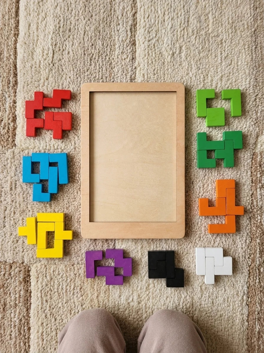 Ahşap tetris blok puzzle, 42 parça